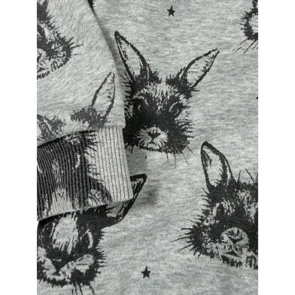 Gold Treasure Bunny Print Zip-Up Sweatshirt Gray Size 6